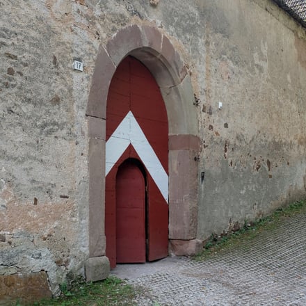 Spaces along the outer ring wall.