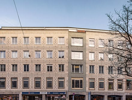 Existing ceramic façade – new windows.